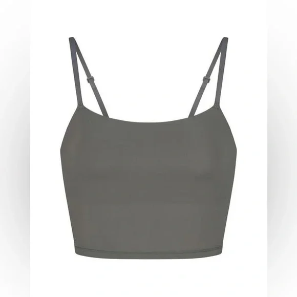 SKIMS NWT Fits Everybody Cropped Cami Top Bralette Size XS Gunmetal Gray RARE - Picture 3 of 4